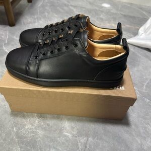 Christian Louboutin Black Leather Low-Top Sneakers
